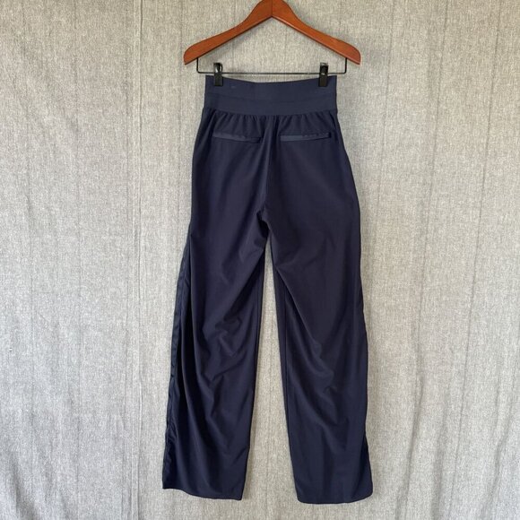 Athleta Nolita Navy Blue High Rise Elastic Waist Wide Leg Pants Size 8 Tall - Picture 7 of 14